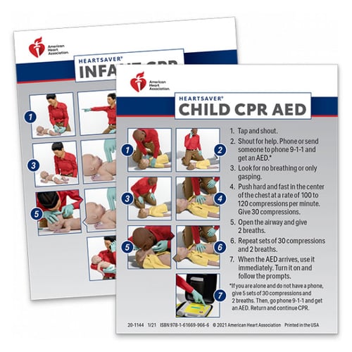 AHA 2020 Heartsaver Child & Infant CPR AED Wallet Card- 100 pk