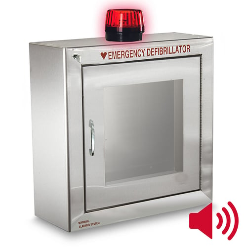 Standard Size Stainless Steel AED Cabinet with Audible Alarm and Strobe Light