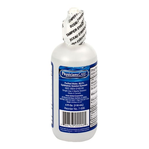 FAO Eyewash Refill for Smart Compliance First Aid Kit - 4oz Bottle (Class B Refill)