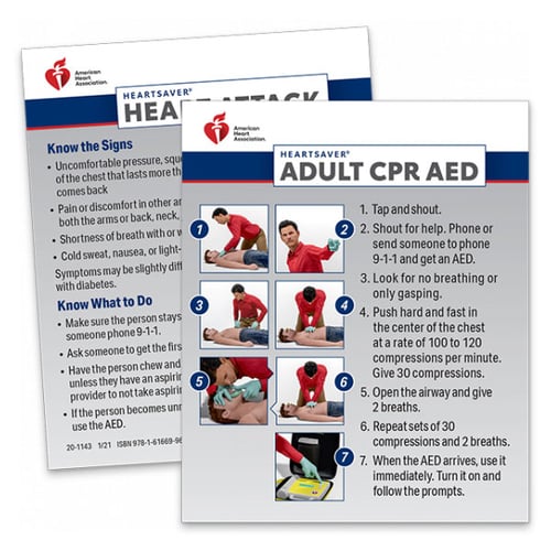 AHA 2020 Heartsaver Adult CPR AED Wallet Card- 100 pk