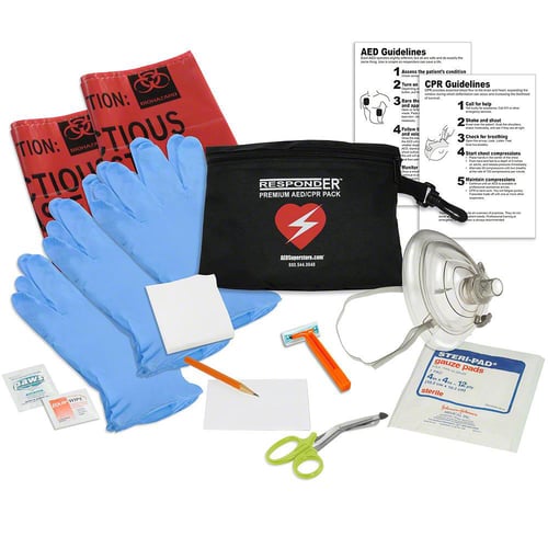 RespondER US Government PREMIUM CPR/AED Pack with CPR Mask in Heavy-Duty Nylon Pouch