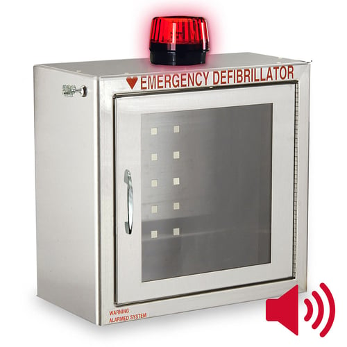 Compact Size Stainless Steel AED Cabinet with Audible Alarm and Strobe Light