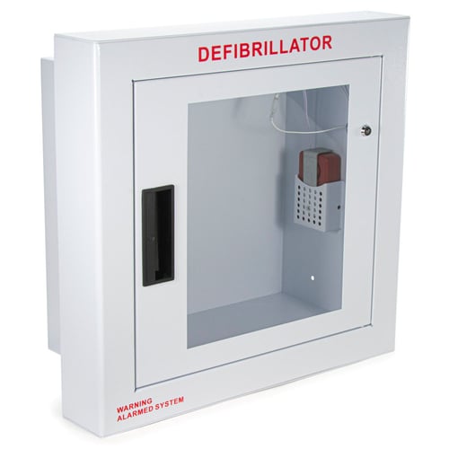 Compact Size AED Wall Cabinet Semi-Recessed Mount