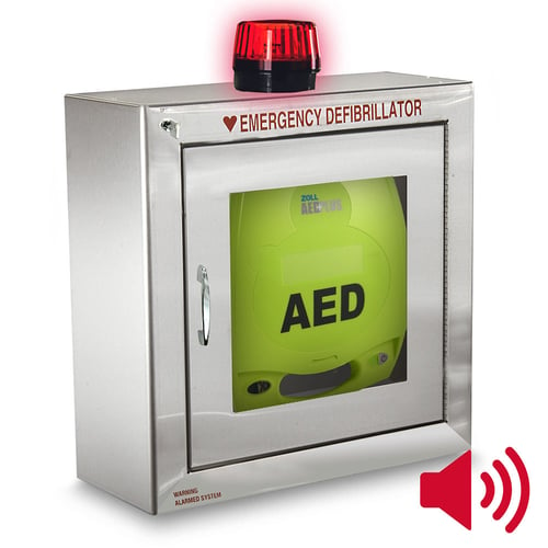 ZOLL AED Plus Standard Size Stainless Steel Cabinet with Audible Alarm and Strobe Light