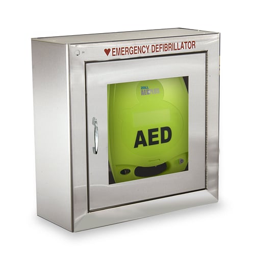 ZOLL AED Plus Standard Size Stainless Steel AED Cabinet without Audible Alarm or Strobe Light