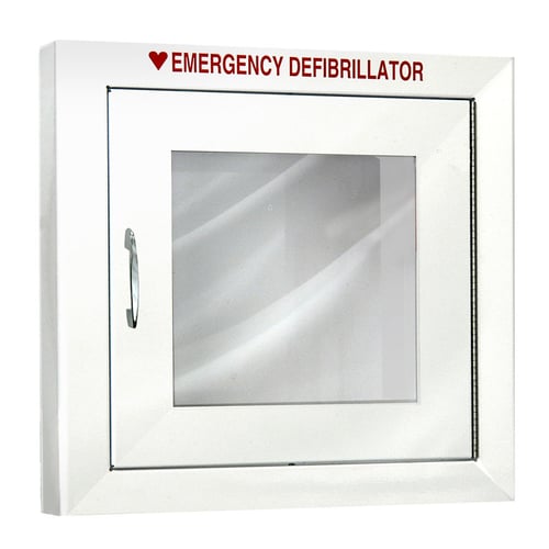 Standard Size AED Wall Cabinet with Advanced Alarm Options - Semi-Recessed Mount