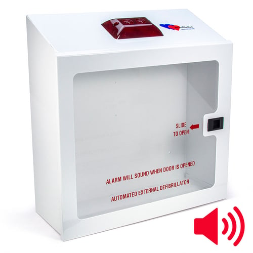 HeartStation Compact Surface-Mount AED Cabinet with Audible Alarm and Strobe Light